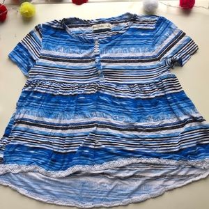 Abercrombie blue striped beach shirt